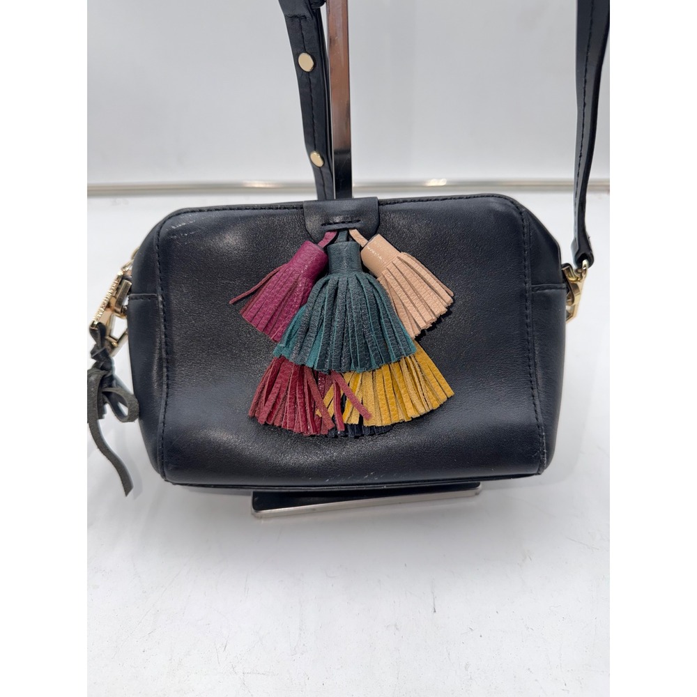 Rebecca Minkoff Black Leather Multi-Color Tassel Crossbody Camera Bag